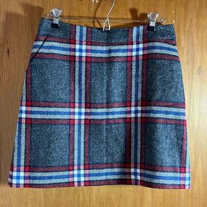 Boden Womens Wool Mini Skirt Size 4P Heritage British Tweed Red Blue Gray Plaid